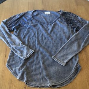 Lucky Brand, long sleeve thermal, relaxed fit, navy blue, small